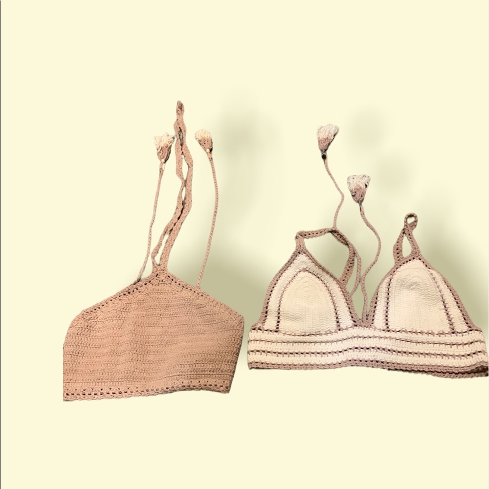 She made me knit bikini tops